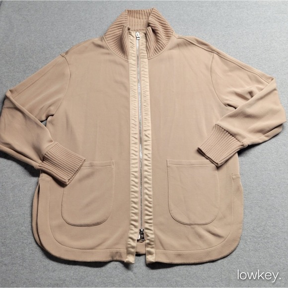 Varley Jackets & Blazers - Varley DoubleSoft Niamh Tan Beige Full Zip Ribbed Mock Neck Jacket Medium